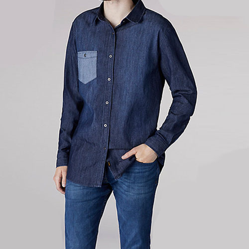 LONG SLEEVE STRETCH DENIM SHIRT