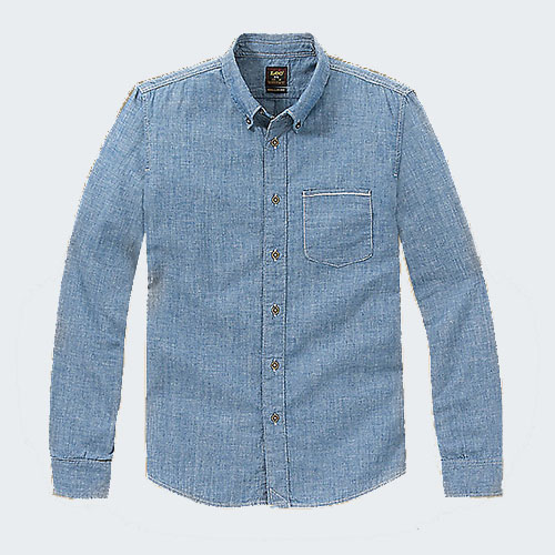 COTTON DENIM SHIRT BUTTON CHAMFER