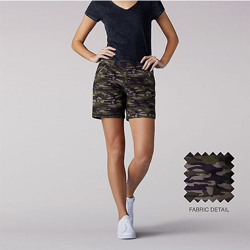 MOSS SPRING CAMO STRAIGHT FIT TAILORED ZIPPER SHORTS