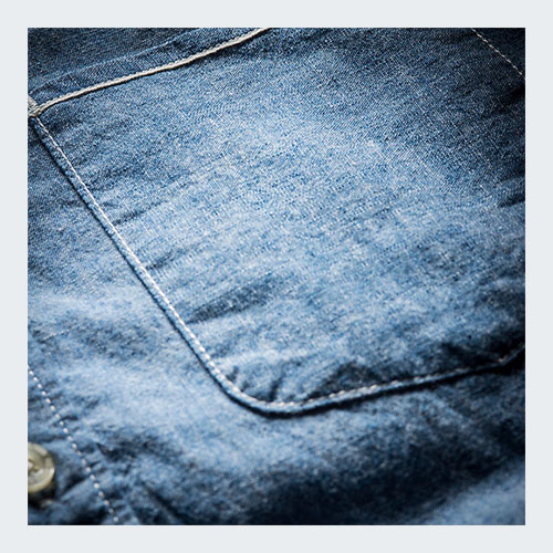 COTTON DENIM SHIRT BUTTON CHAMFER