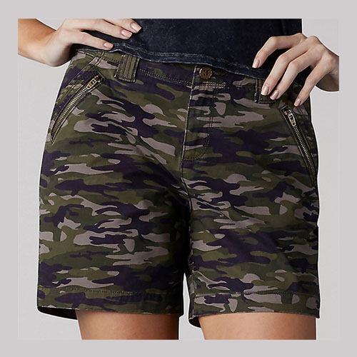 MOSS SPRING CAMO STRAIGHT FIT TAILORED ZIPPER SHORTS