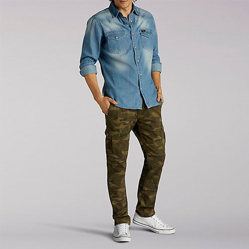 LONG SLEEVE VINTAGE WASH WESTERN DENIM SHIRT