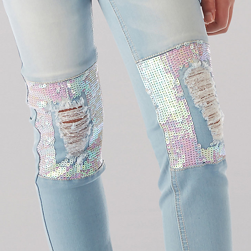 SEQUIN PATCH ANKLE CROP JEAN - 7-16