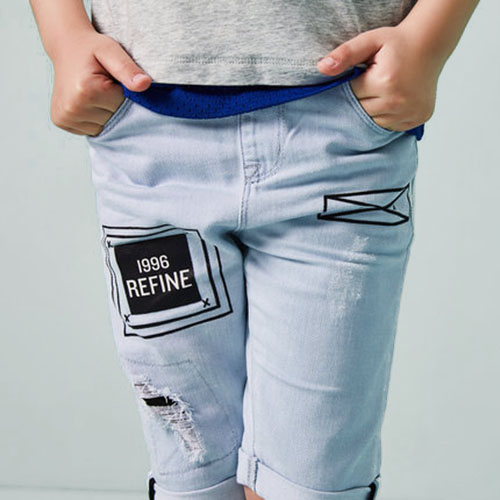 2018 NEW LIGHT COLORED HOLE CHILDREN SHORTS  JEANS