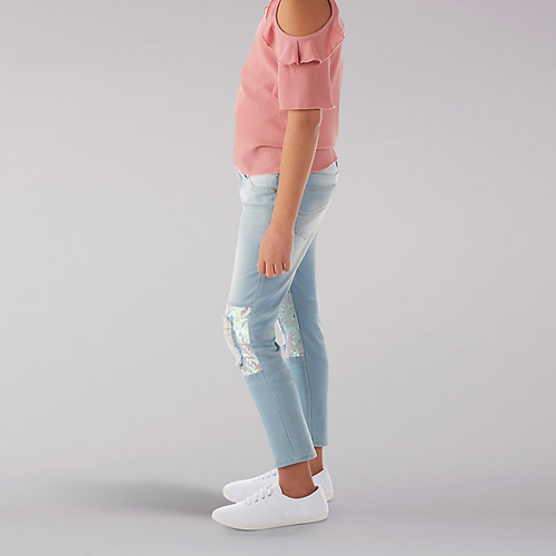 SEQUIN PATCH ANKLE CROP JEAN - 7-16