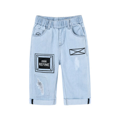 2018 NEW LIGHT COLORED HOLE CHILDREN SHORTS  JEANS