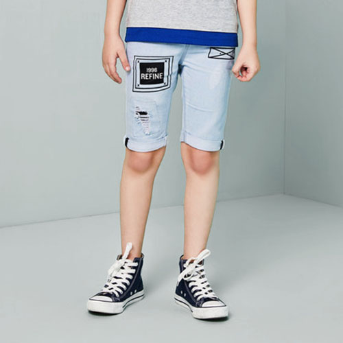 2018 NEW LIGHT COLORED HOLE CHILDREN SHORTS  JEANS