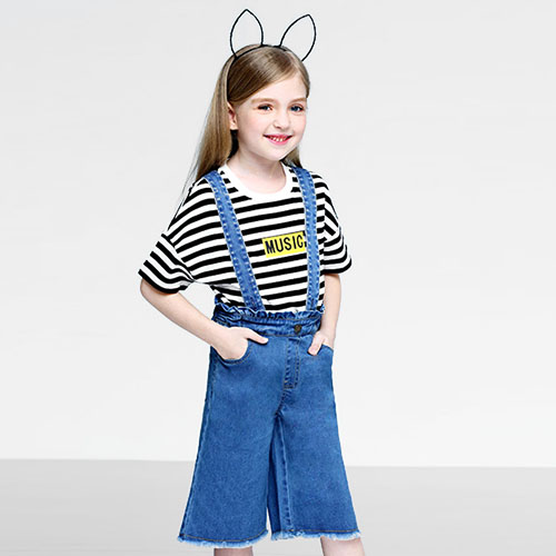 GIRL COWBOY SEVEN CENTS BROAD LEG BACK TROUSERS